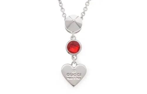 GUCCI 1990 2024 Sterling Heart Crystal Drop Pendant Necklace Costume Necklace