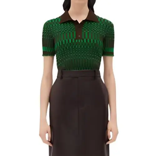 Bottega Veneta Polo Shirts Women's Green Crew Neck Moderate Straight Fit