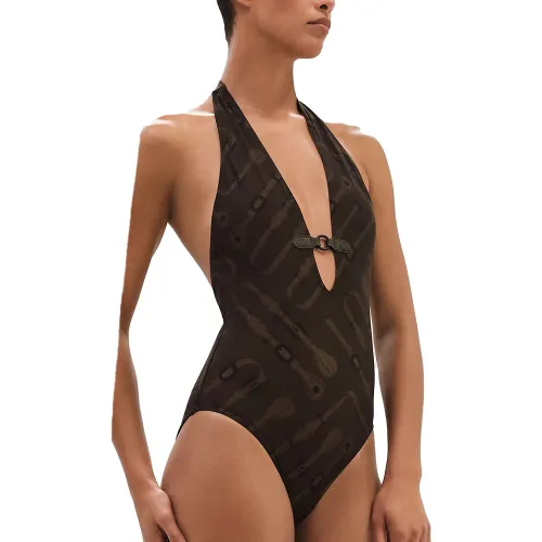 HERMES One piece Swimsuit Women's Brown