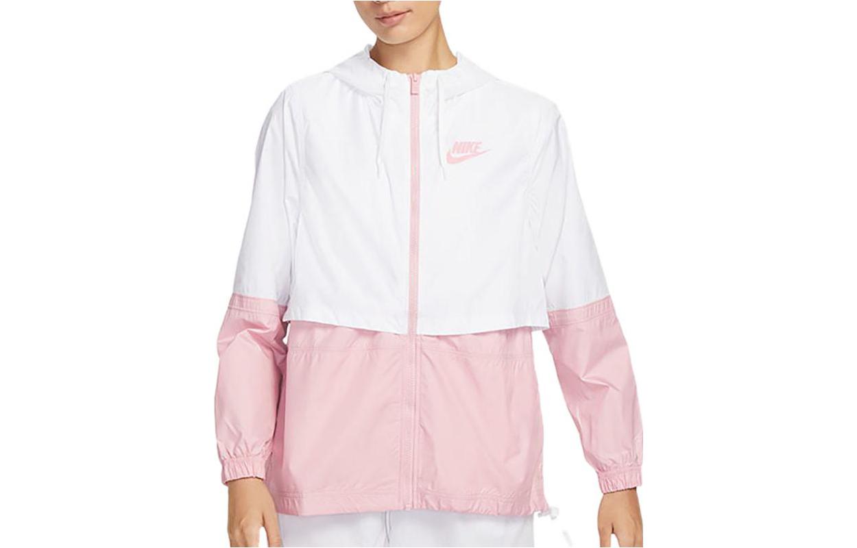 Женская куртка Nike Ветровка со слитным дизайном (розово-белая)