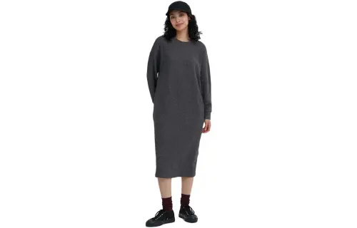 UNIQLO Long Sleeved Dresses Women's Dark Gray Crew Neck Moderate Long