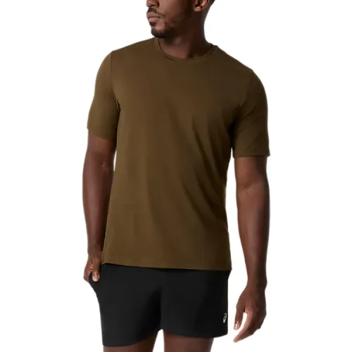 ASICS Sleeved T Shirts Men's Olive Green Crew Neck