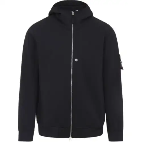 STONE ISLAND Logo Patch Zip Up Hooded Jacket
