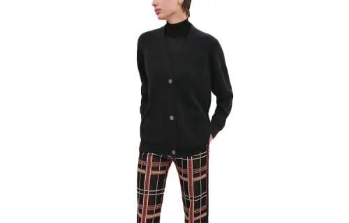 HERMES Knitwear Women's Black V Neck Moderate Cardigan