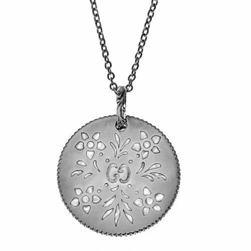 GUCCI K18 White Gold Necklaces Women's White