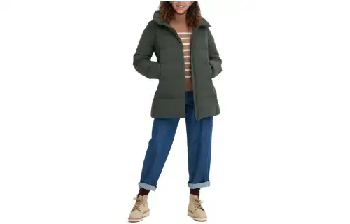 UNIQLO Down Jackets Women's Dark Olive Hooded Moderate Other