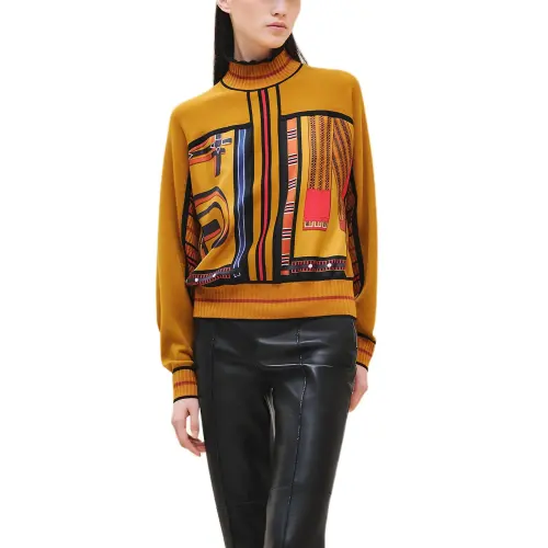 HERMES Knitwear Women's Yellow Turtleneck Moderate Other