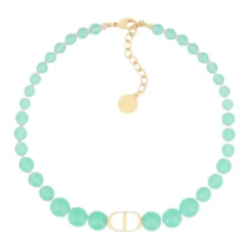 DIOR Resin Bead Necklaces Women's Aquamarine, Gold