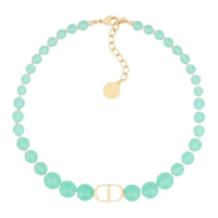 DIOR Resin Bead Necklaces Women's Aquamarine, Gold