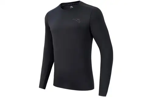 ANTA Running Collection T Shirts Men's Black Crew Neck Moderate Straight Fit