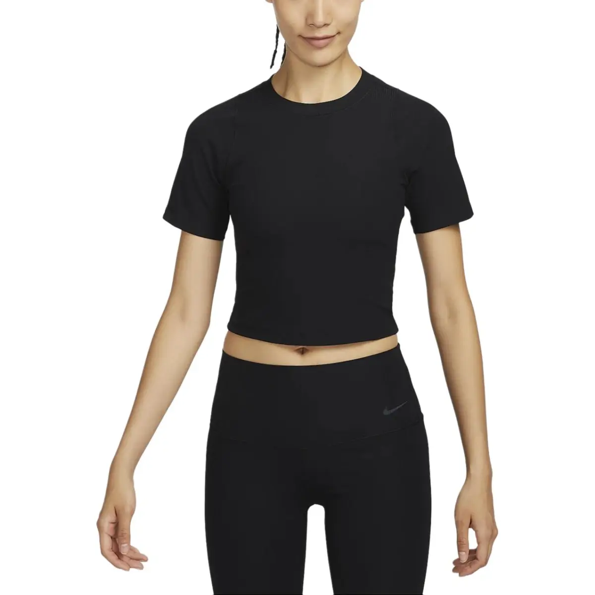 Nike Crop Tops Women's Black Crew Neck Moderate