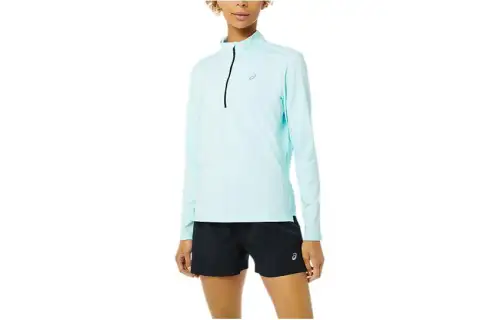 ASICS READY SET Shirts Women's Transparent Blue Stand Collar Moderate Straight Fit