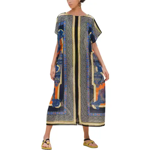 HERMES Short Sleeved Dress Women's Blue