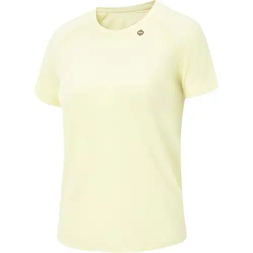 Li Ning T Shirts Women's Egg Yellow Crew Neck Moderate Straight Fit