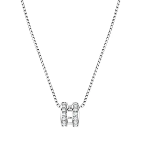 DAISY BEAUTY 925 Sterling Silver Synthetic Cubic Zirconia Necklaces Women's Silver