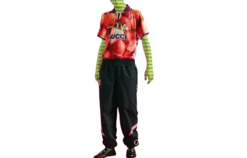 GUCCI X PALACE Casual Pants Men's Black Moderate Cuffed Pants