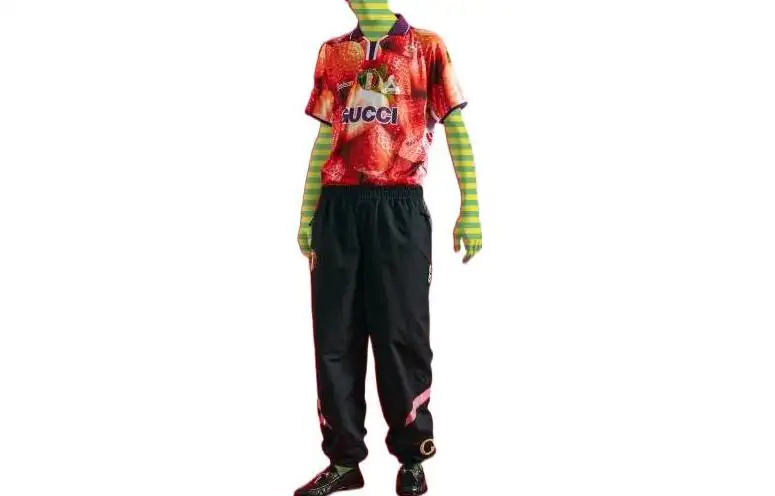 GUCCI X PALACE Casual Pants Men's Black Moderate Cuffed Pants
