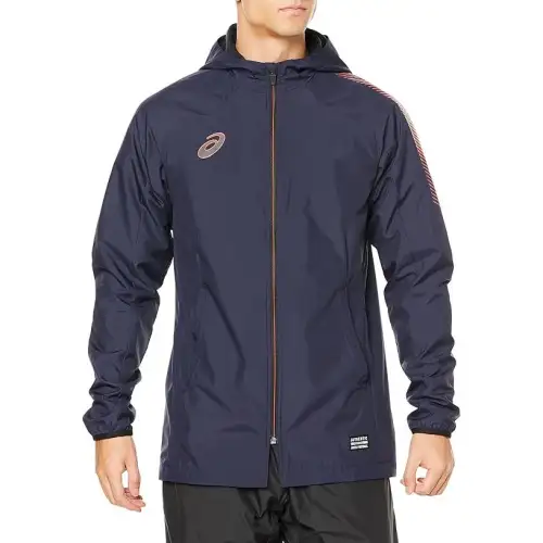 ASICS Jackets Men's Blue Hooded Moderate Other