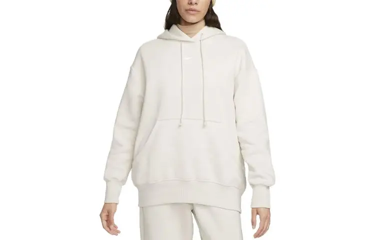 Nike Women's Phoenix Fleece Oversized Pullover Hoodie Light Orewood Brown/Sail