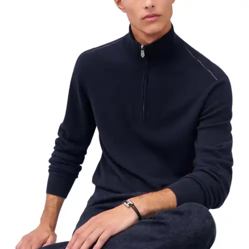 HERMES SS25 Cashmere Sweater Men's Marine Blue