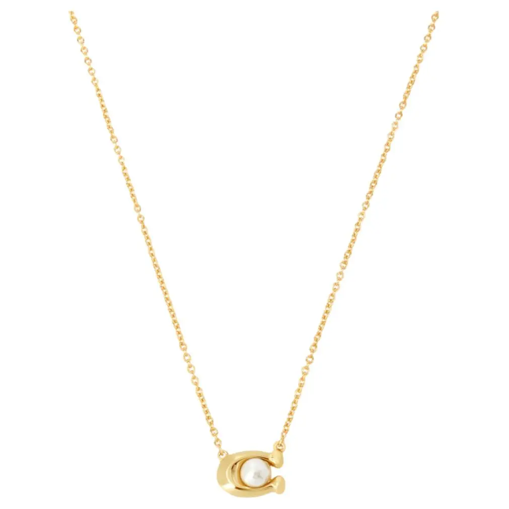 COACH Logo Plaque Pendant Necklace
