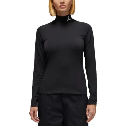 Jordan T Shirts Women's Black Stand Collar Moderate Straight Fit