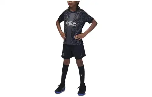 Jordan X PSG joint model children's clothing Paris Saint-Germain 23-24 season third away game three-piece football set children's football uniform boys and girls black