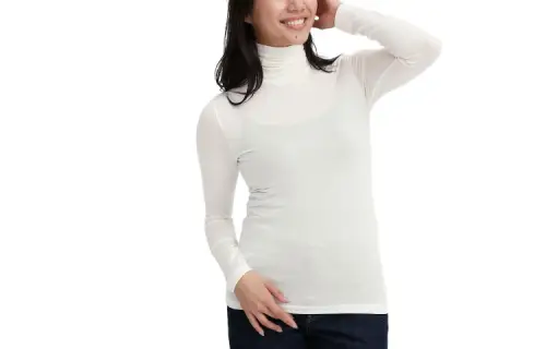 UNIQLO T Shirts Women's Pearl White Draped Collar Moderate Straight Fit