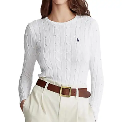 Polo Ralph Lauren Pony, long-sleeve with a round collar, classic white sweater, with embroidery