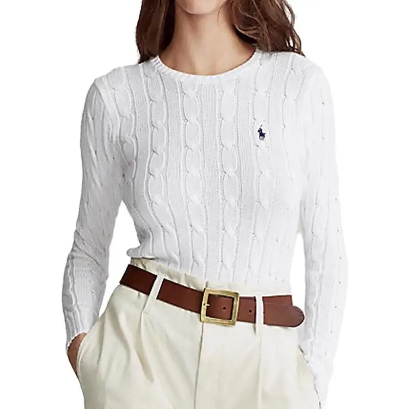 Polo Ralph Lauren Pony, long-sleeve with a round collar, classic white sweater, with embroidery