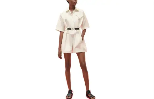 HERMES Jumpsuits Women's Gray White Moderate Straight Fit Pants