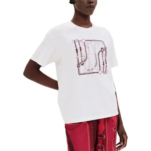 HERMES T Shirts Women's White Crew Neck Moderate