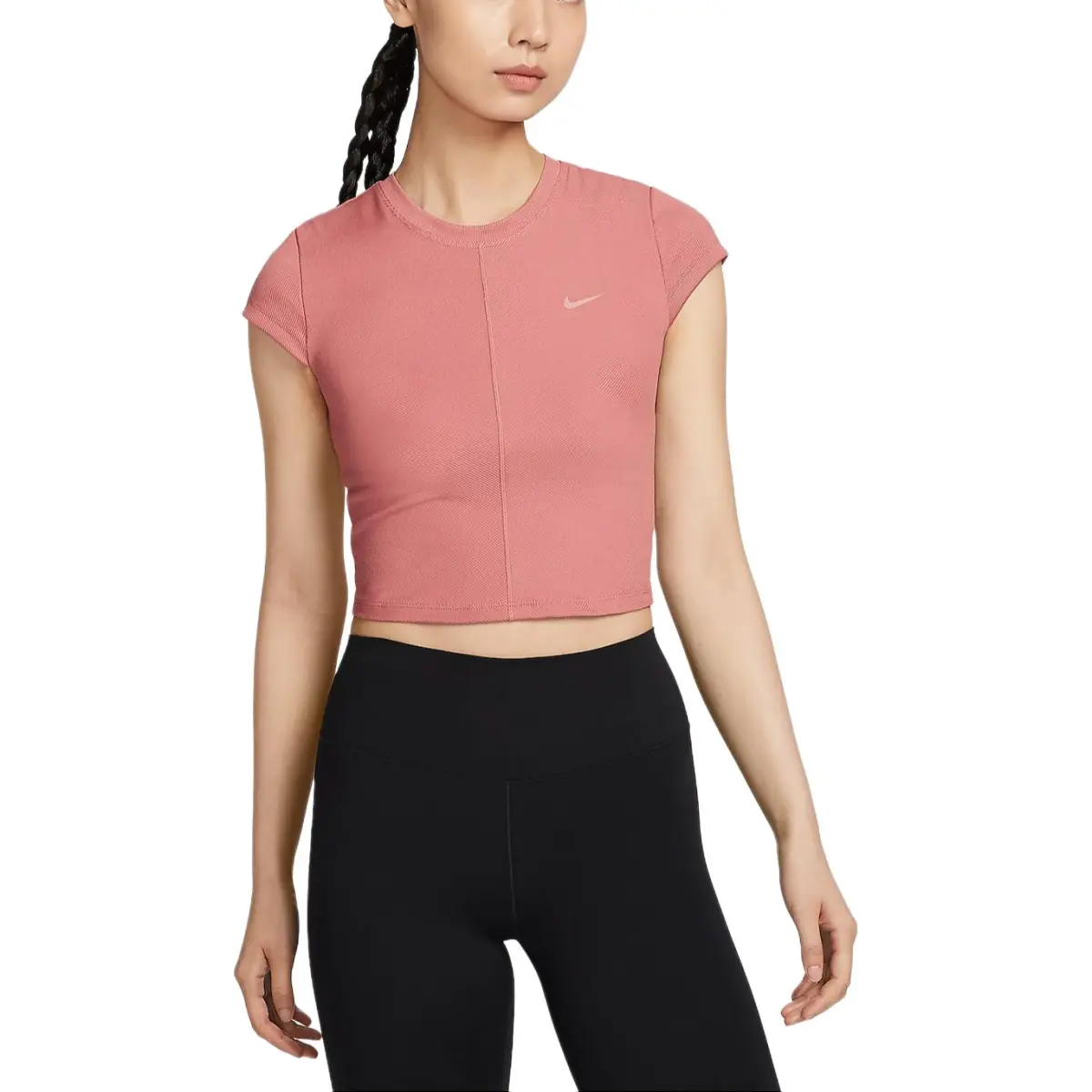 Nike Dri-Fit One Women's Fitted Ribbed Short-Sleeve T-Shirt 'Stone Pink/White'