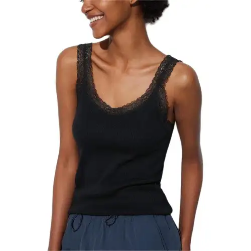 UNIQLO Tank Tops Women's Black V Neck Moderate Other