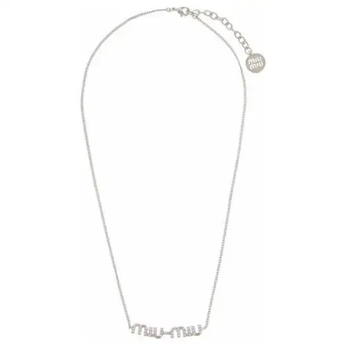 MIU MIU Metal, Faux Crystal Necklaces Women's Silver
