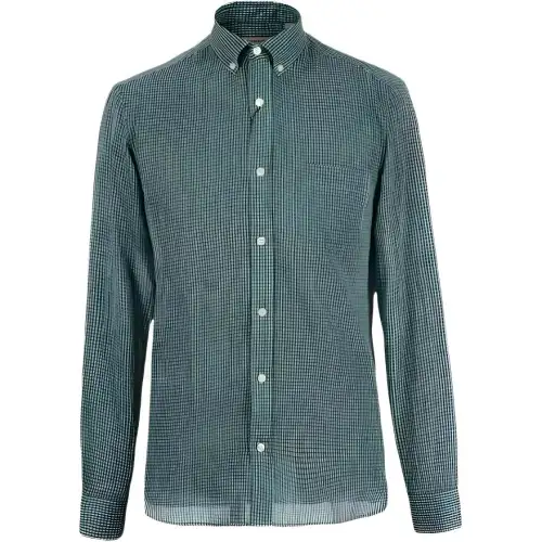 Burberry Shirts Men's Green Turndown Pointed Collar Moderate Straight Fit