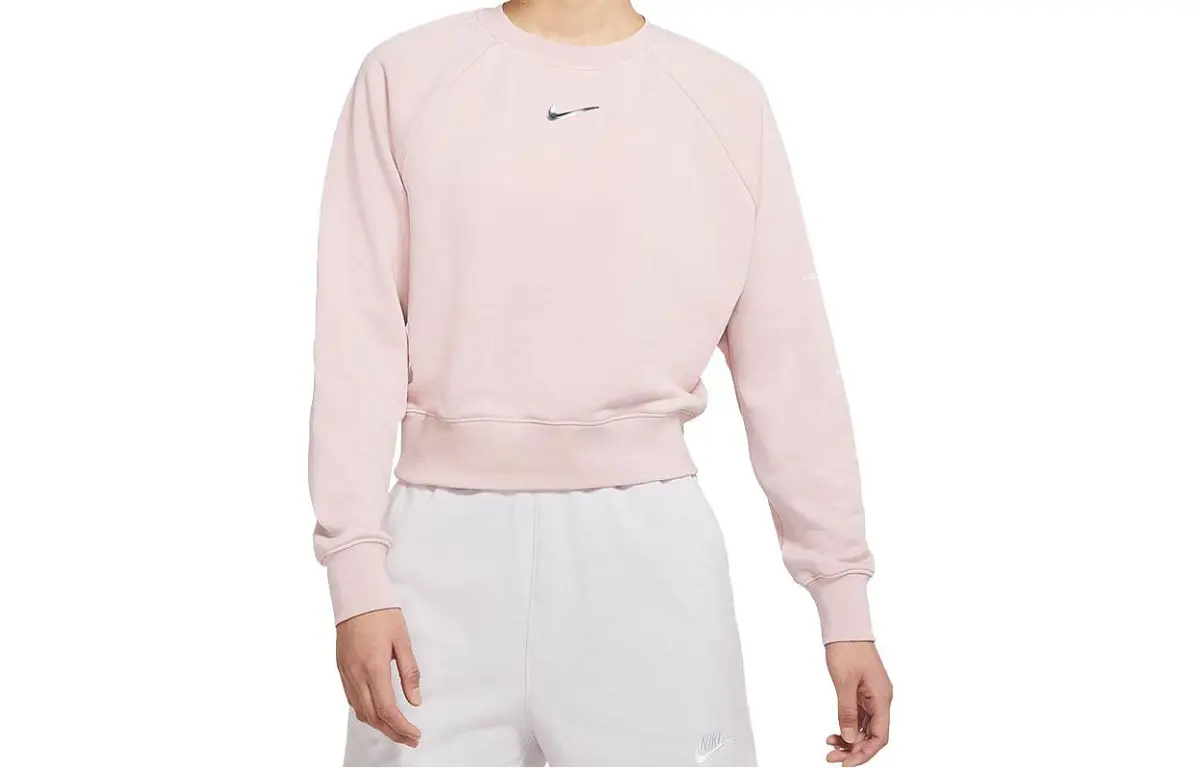Nike Crop Tops Women's Pink Crew Neck Moderate Straight Fit