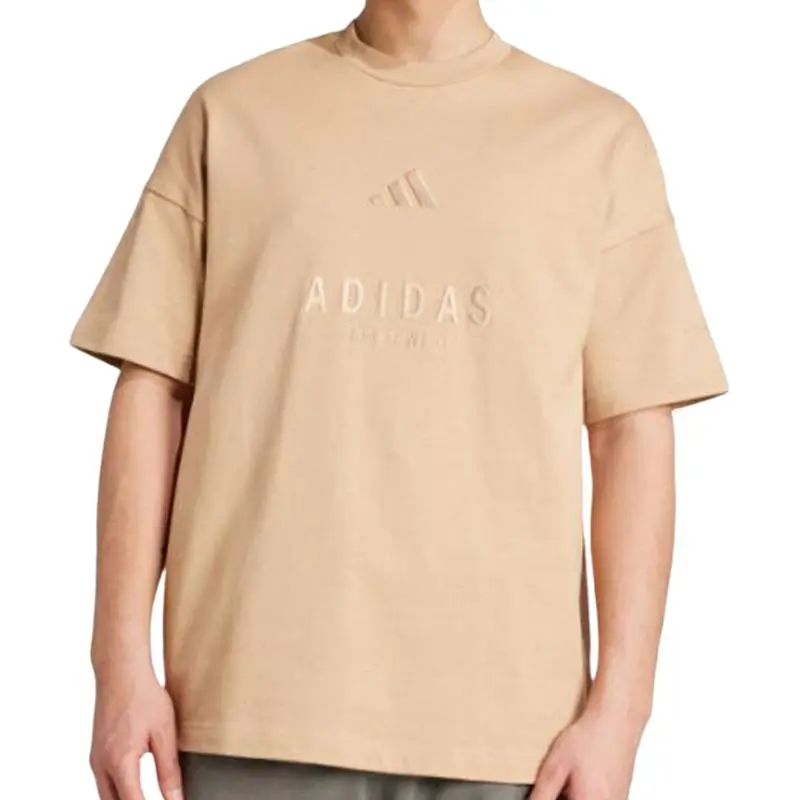 Adidas T-Shirts Men's Khaki Crew Neck Moderate