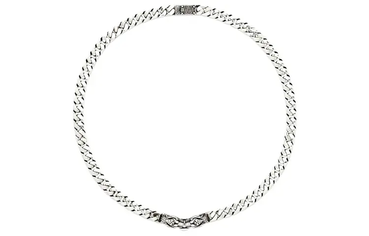 GUCCI 925 Sterling Silver Necklaces Unisex Silver