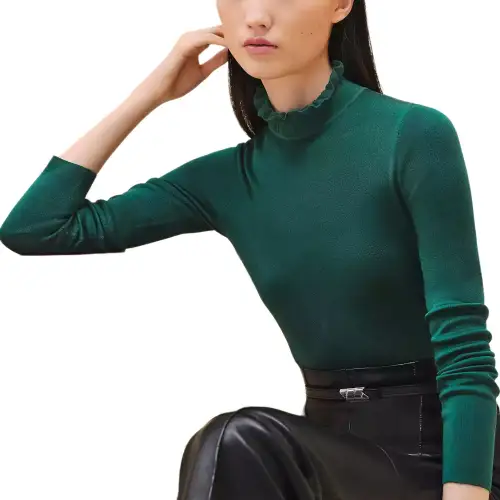 HERMES Knitwear Women's Green Turtleneck Moderate