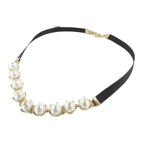 DIOR Resin Pearl Necklaces Women's Black/Gold