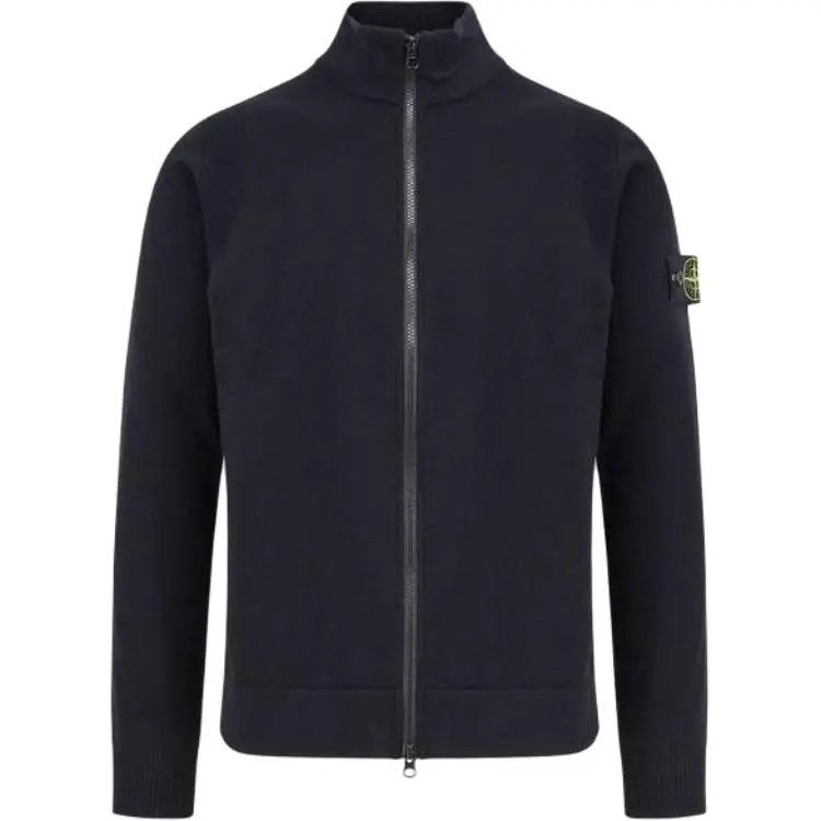 STONE ISLAND Logo Patch Zip Up Cardigan