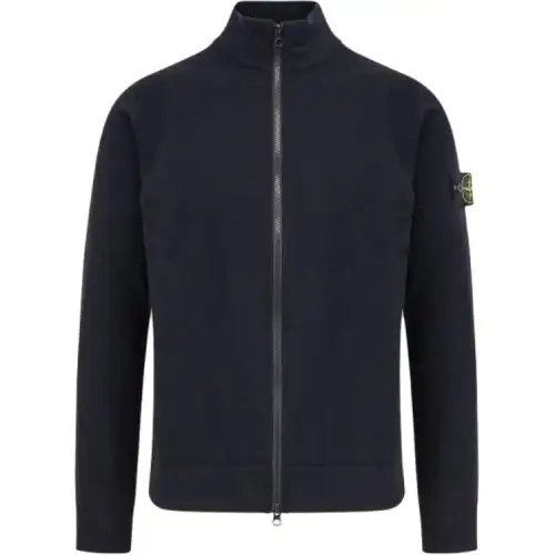 STONE ISLAND Logo Patch Zip Up Cardigan