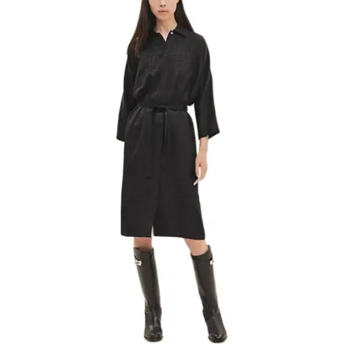 HERMES Long Sleeved Dress Women's Black