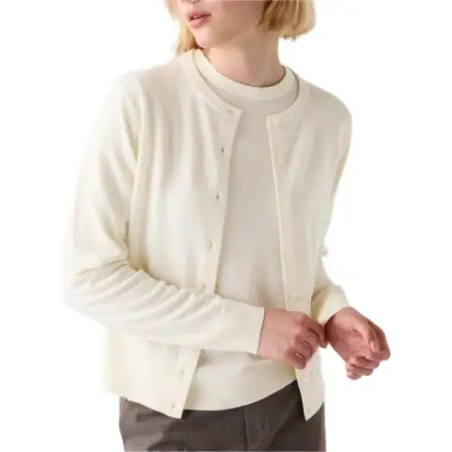UNIQLO Sweaters Women's Ivory Crew Neck Moderate Cardigan