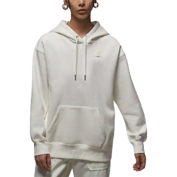 Женское худи Jordan Flight Fleece logo (молочно-белое)
