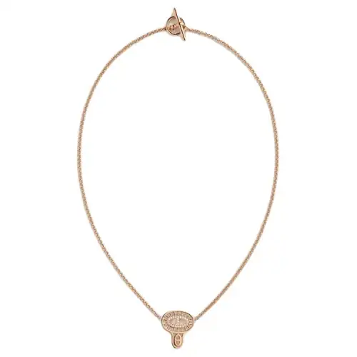 HERMES Diamond, Rose Gold, Pink Gold Necklaces Women's Gold