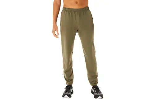 ASICS Knitted Sweatpants Men's Green Moderate Cuffed Pants