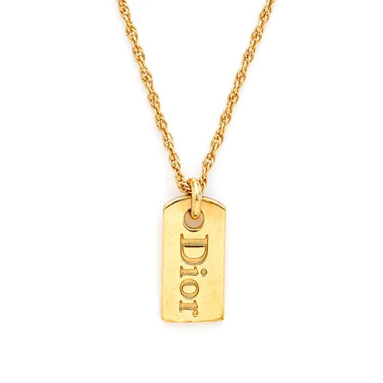 Dior 1980-1990 logo-plate necklace