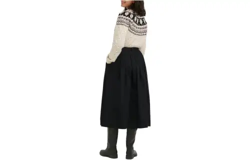 UNIQLO Casual Long Skirts Women's Black Moderate Mid Length A Line Skirt